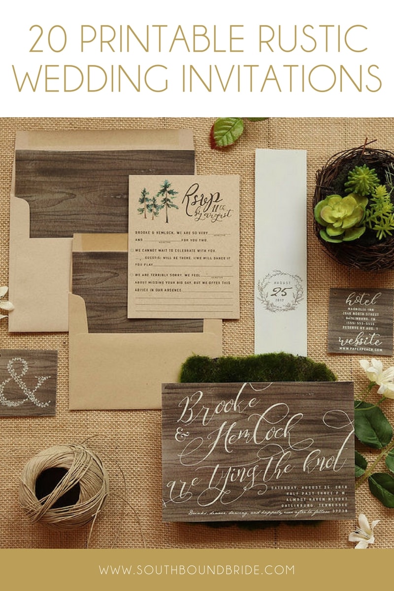 Rustic Wedding Invitations from SouthBound Bride