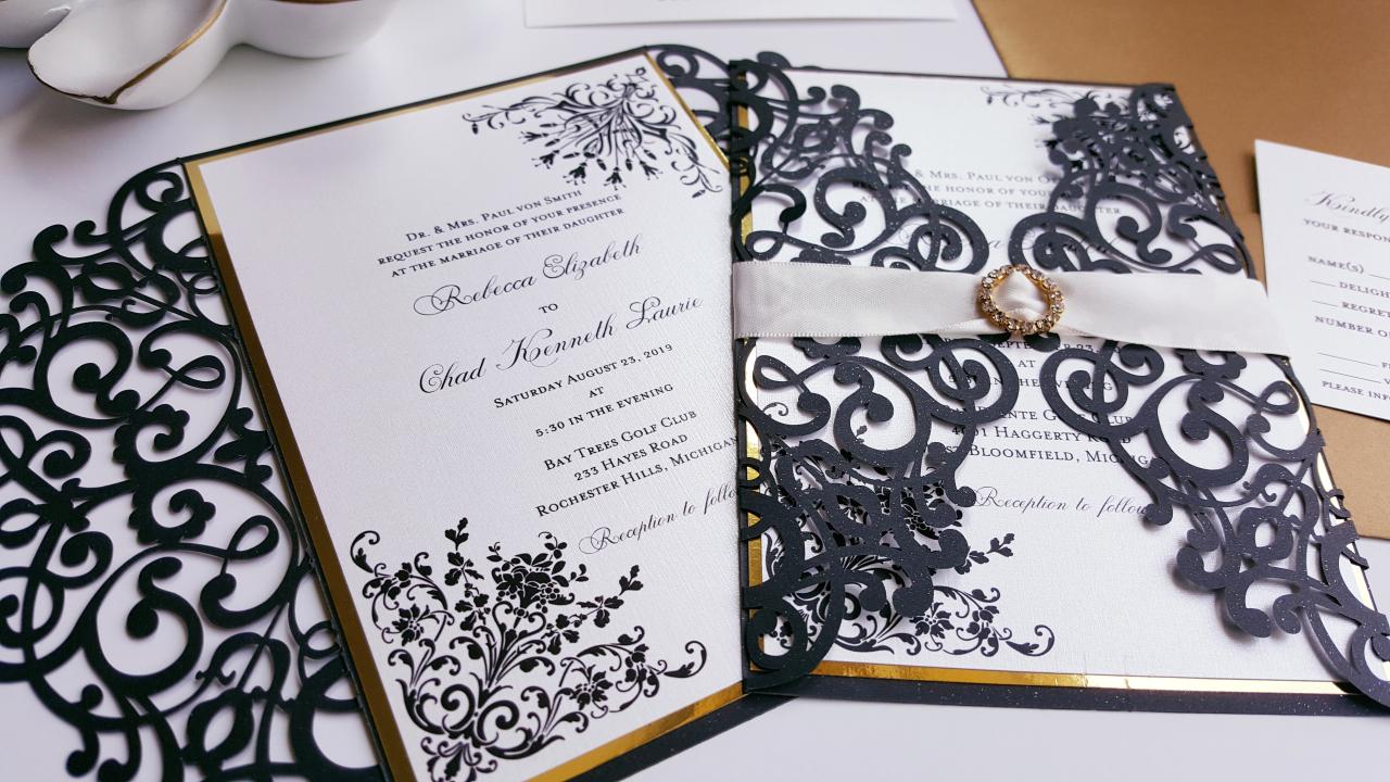 Elegant Simple Wedding Invitation - Black and White