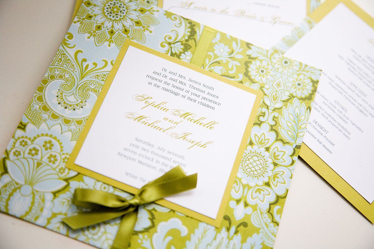 Green wedding invitation by shewanders.com