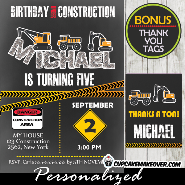 printable construction birthday invitations Archives - Cupcakemakeover