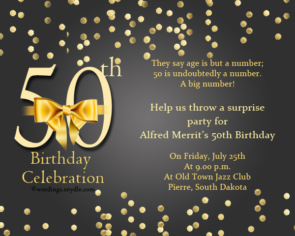 50th Birthday Invitation Wording Samples