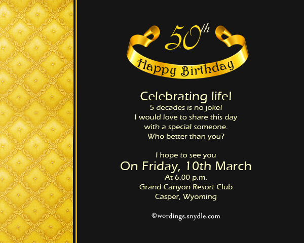 50th Birthday Invitation Wording Samples – Wordings and Messages