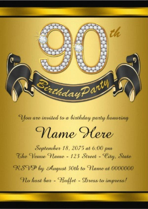 Classic 90th Birthday Invitation
