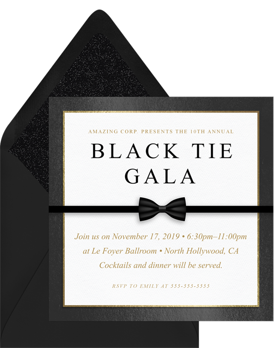 Black Tie Affair Invitations in White