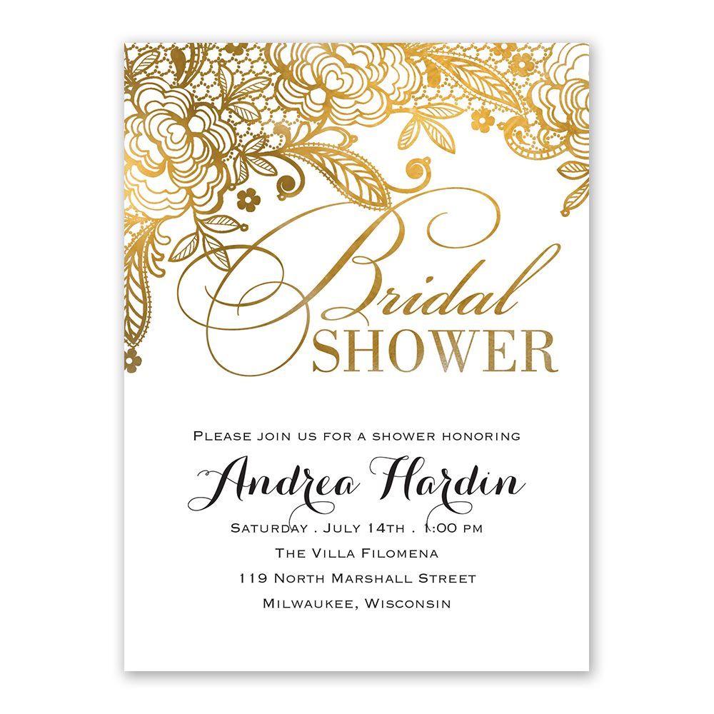 Gold Lace Bridal Shower Invitation