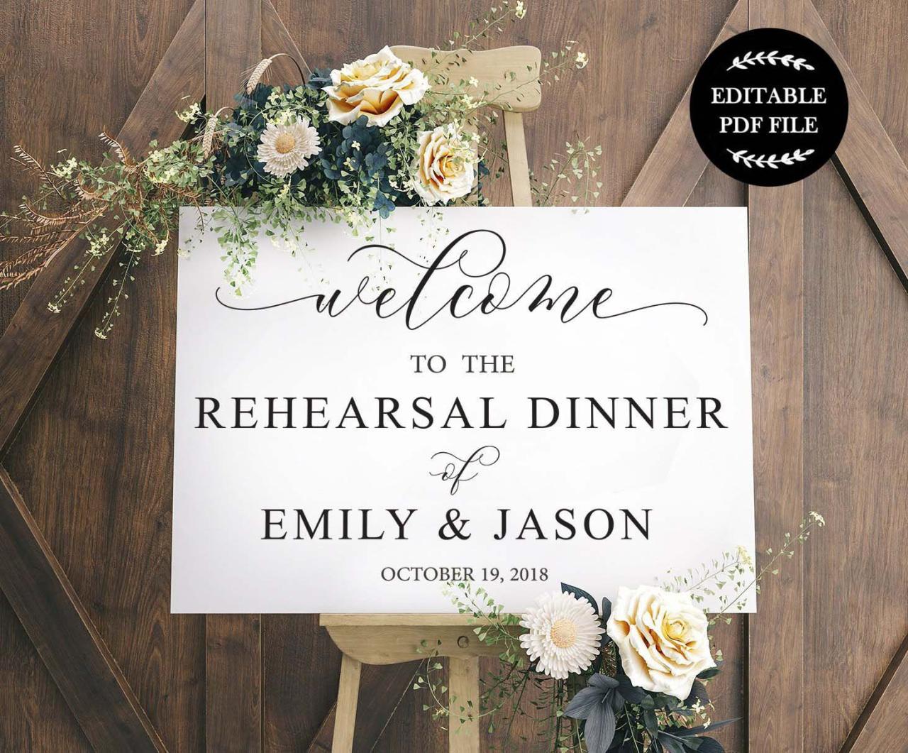 Rehearsal Dinner Welcome Sign