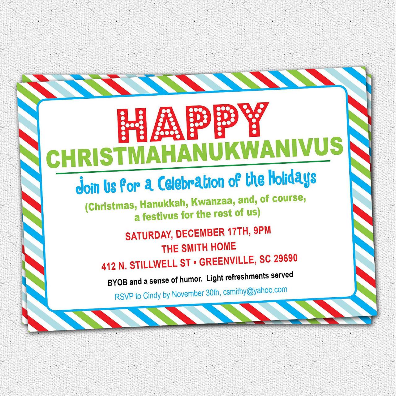 Humorous Holiday Party Invitation Wording