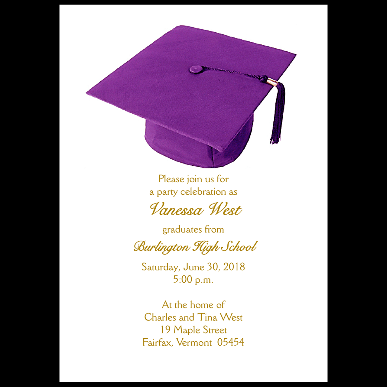 Graduation Party Invitation Grad-03 Purple by IPV Studio