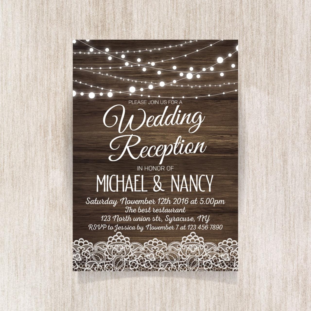 Rustic Wedding Reception Invitation