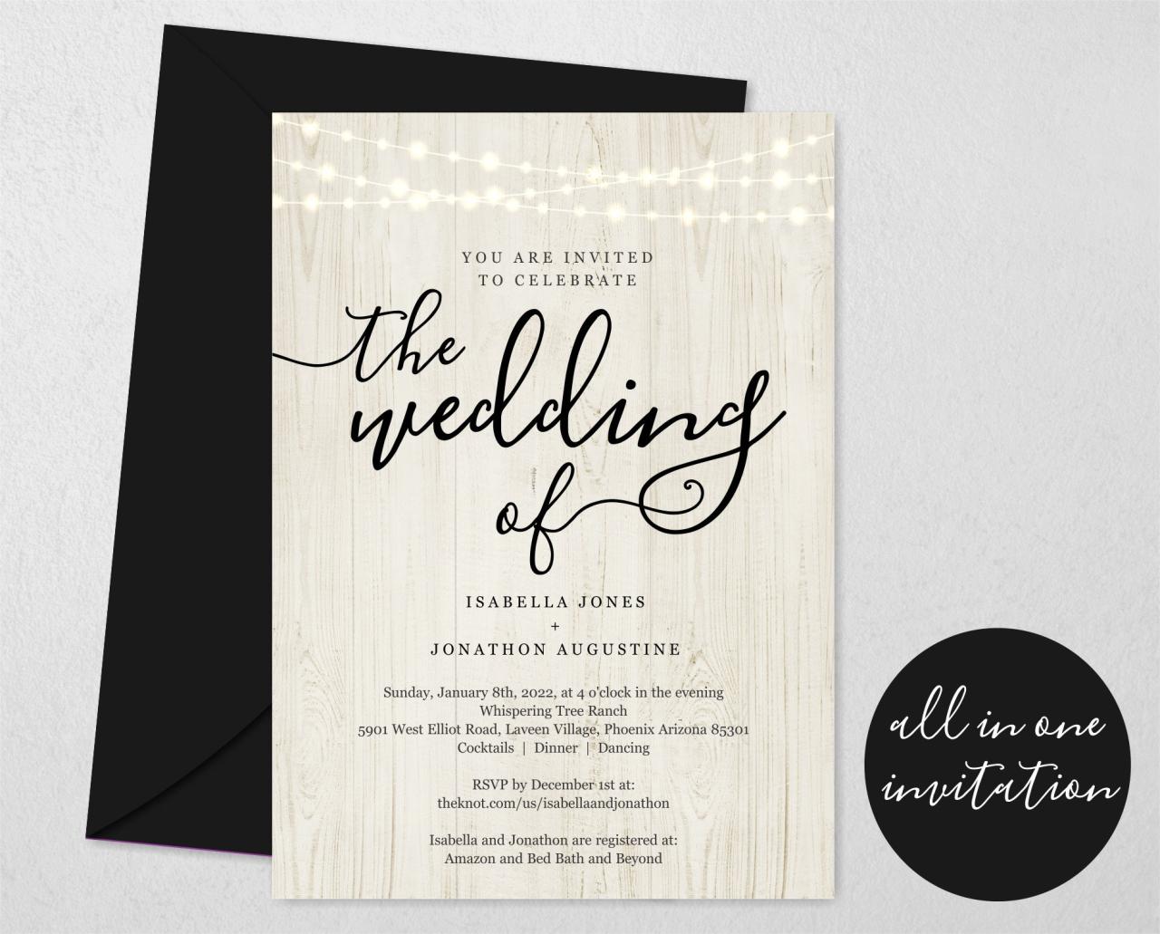 All in One Wedding Invitation w- RSVP and Registry