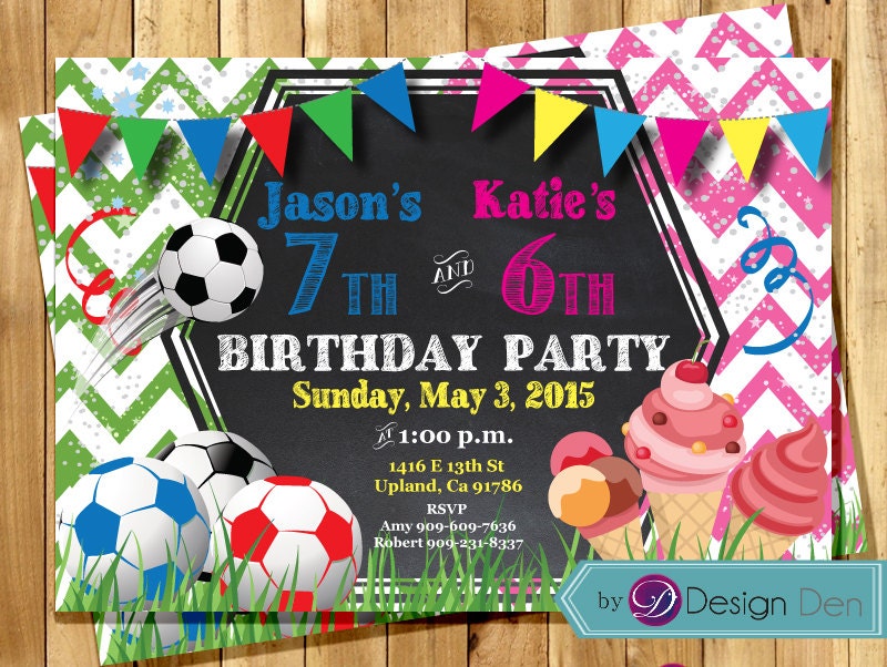 Kids JOINT Birthday party Invitations / Combined Party | Etsy