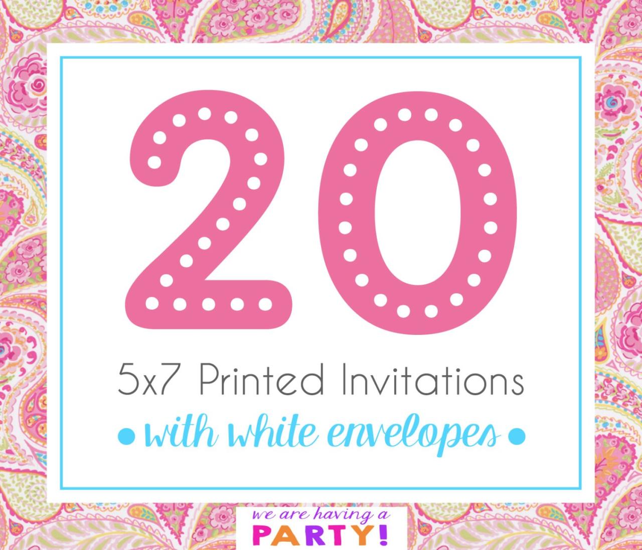 20 5x7 Invitations with White Envelopes Professionally | Etsy
