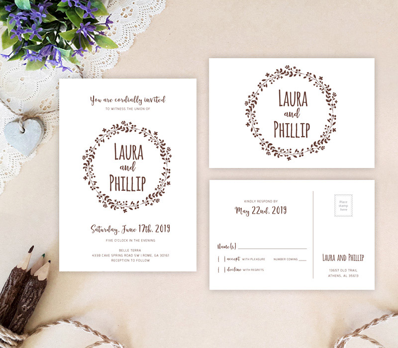 Simple wedding invitations with RSVP - LemonWedding