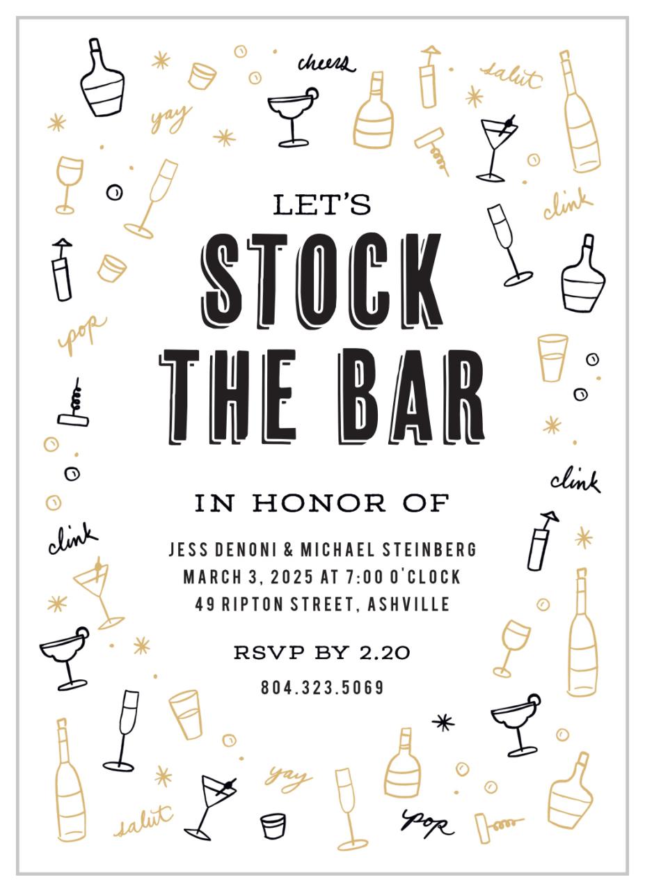 Stock The Bar Bridal Shower Invitations by Basic Invite