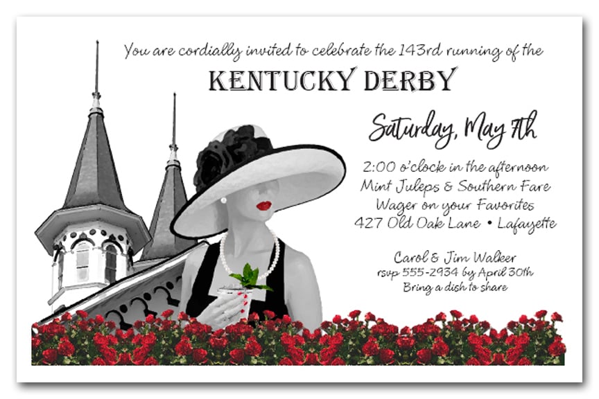 Noir Kentucky Derby Party Invitations